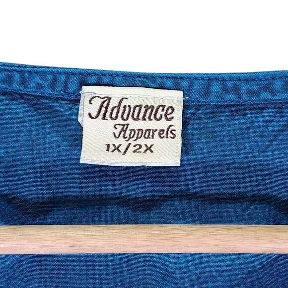 Advance Apparels Embroidered Button Boho Bohemian Blue/Aqua Dress, Size 1X/2X - Picture 5 of 5